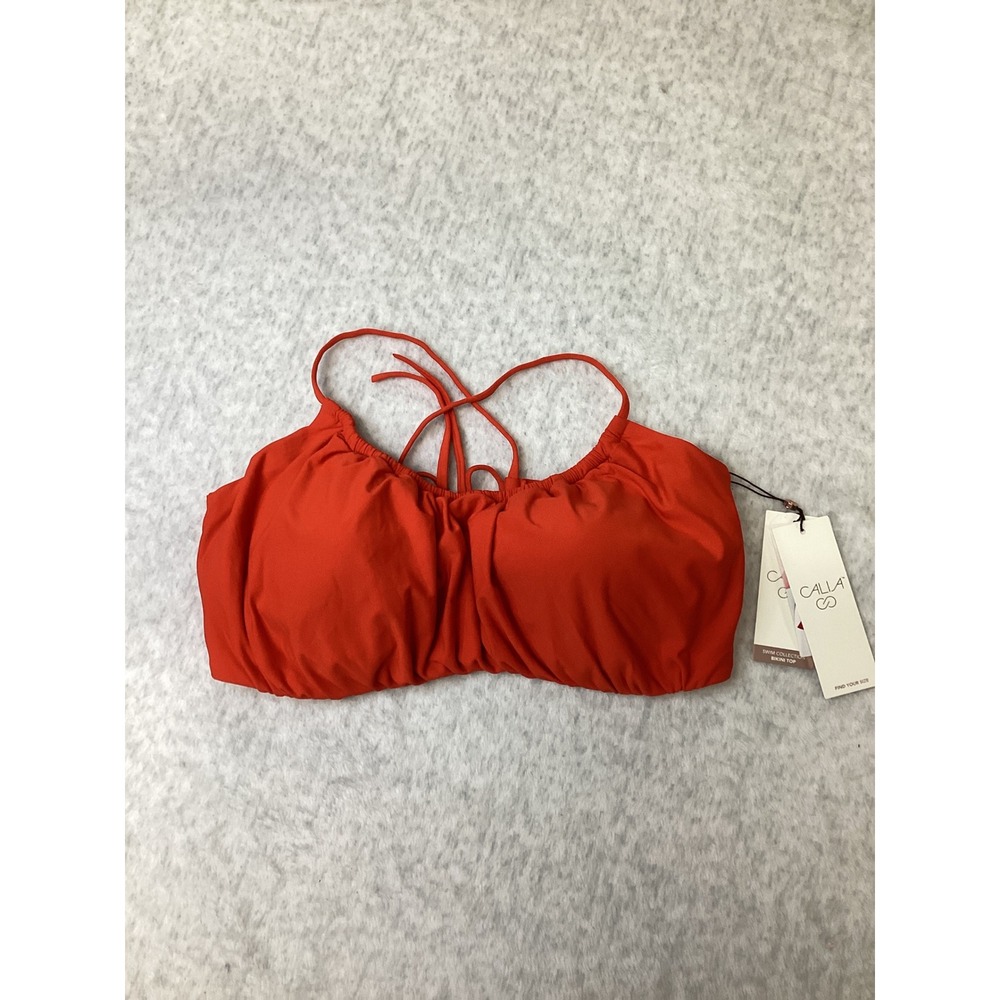 CALIA Fresh Red Scrunched Tie Back Bikini Top XXL WSA34201SP25 UPF 50+ NEW
